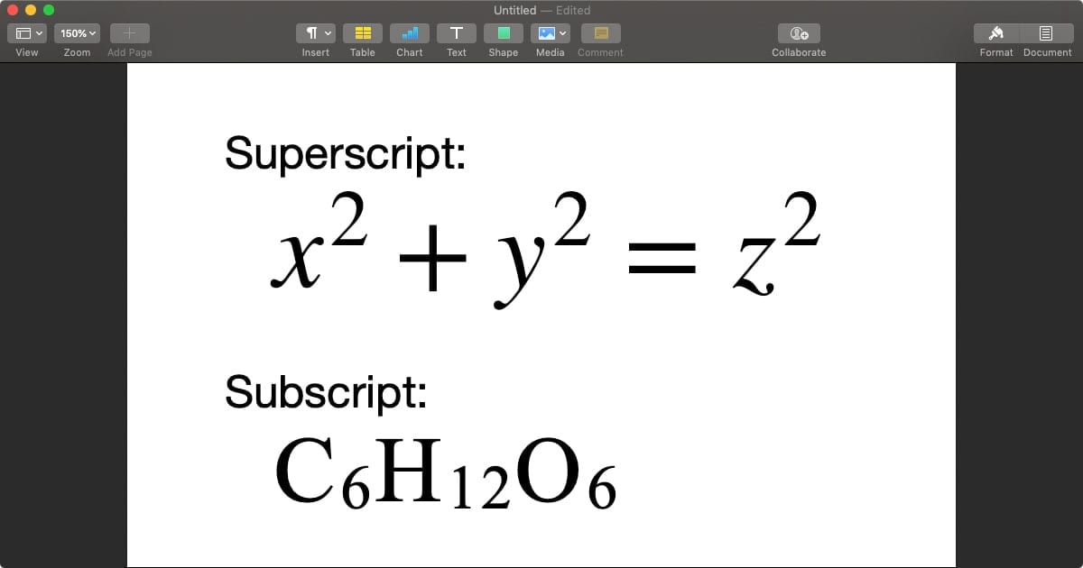 Mac Typing Tip Subscripts Superscripts And Equations